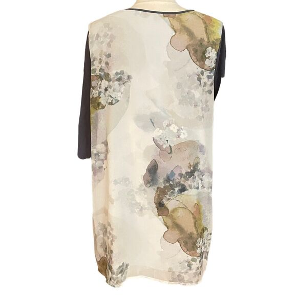 Soft Surroundings Tunic Top Size 1X Plus Long Sleeve Floral Watercolor Back HiLo - Picture 8 of 15